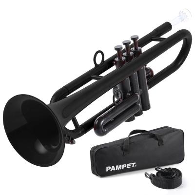 China Black Plastic Educational Trumpet Outlet Factory Bb Musical Instruments Beginner B Trumpet Standard Student With Carrying Case for sale