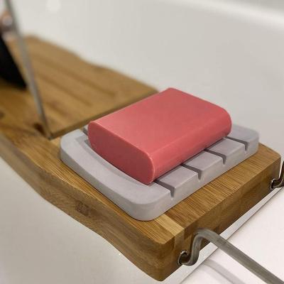 China Bathroom Keset Diatomite Stone Dish Shampoo Bar Holder Diatomite Moisture Proof Eco-Friendly Free Plastic Soap Dish for sale