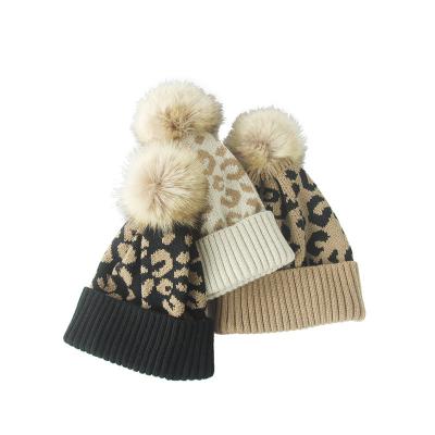 China JOINT Pattern Organic Cotton Leopard Winter Hat Stylish Warm Thick Colorful Simple Waffle Knit Beanie for sale