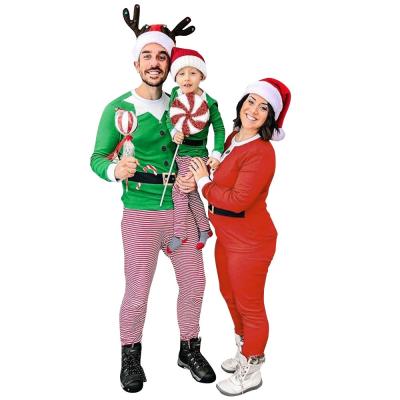 China Hot Sale Breathable Family Long Sleeve Christmas Pajamas Set Christmas Elf Homewear Costume For Adults And Kids for sale