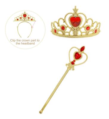 China Magic Elsa Anna Belle Cinderella Rapunzel Princess Crown Hair Band Magic Wand Necklace Accessories Set Festival Decoration for sale