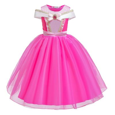 China Fancy Kids Dress Hot Selling China Knee Length Long Sleeve Skirt With Gauze Princess Aurora Dress For Girls for sale