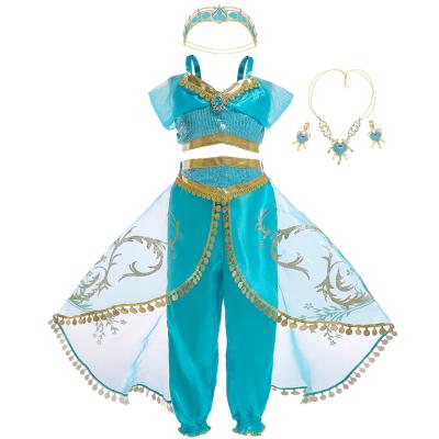 China Polyester Princess Jasmine Dress Costume Girls Arabian Birthday Cosplay Carnival Costumes For Kids for sale