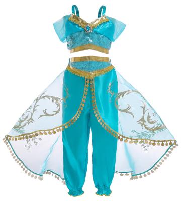 China Polyester Princess Jasmine Dress Carnival Cosplay Birthday Halloween Costume For Kids for sale