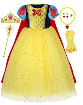 China White Polyester Snow Princess Dress Birthday Fancy Halloween Christmas Party Costume Dresses Up Set With Accessories for sale