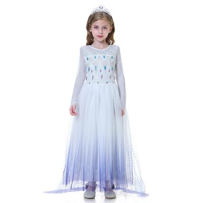 China Polyester Little Girls Princess Elsa Anna Costumes For Party Halloween Cosplay Costume Dress Up for sale