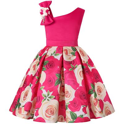 China 2021 new arrival one shoulder breathable cotton one blen child bridesmaid dress 3 to 8 years old for sale