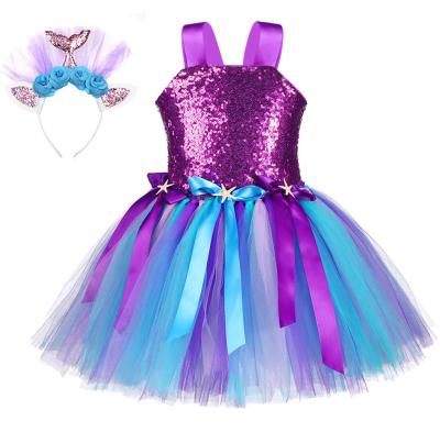 China Anti-wrinkle Girls Mermaid Unicorn Tutu Dress Rainbow Tulle role play costumes for party birthday Tulle tutu for sale