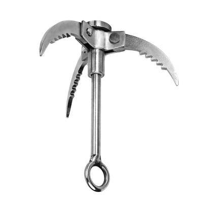 China T Style Stainless Steel Climbing Hook Climbing Hook Mountaineering Hook 3 Teeth Survival Climbing Claw for sale