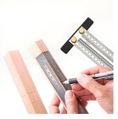 China Building Material Stores Stainless Steel Hole Ruler Above Line Ruler Scribing Ruler Carpenter Tool for sale