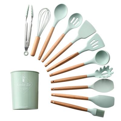 China Amazon Stocked Hot Selling Silicone Spatula Kitchen Utensil Set Silicone Kitchen Care Kitchen Silicone Utensils for sale