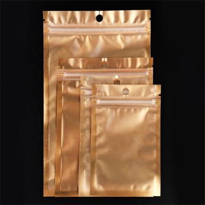 China Safety Beaded Jewelry Accessories Seal Lining Bag Gold Transparent Frosted Aluminum Foil Bag Resealable Package for sale