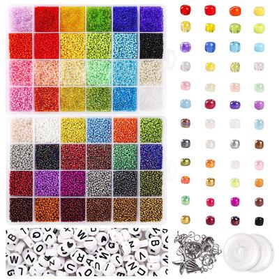 China Jewelry Making 35000pcs 2mm Glass Seed Beads, 250pcs Alphabet Letter Beads, 2mm Bracelet Beads For Jewelry Making Kit for sale