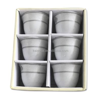 China Sustainable Yiwu Factory stock cheap price 6pcs set arabic 60cc 80cc ceramic porcelain ethiopian cawa coffee cups without handle for sale