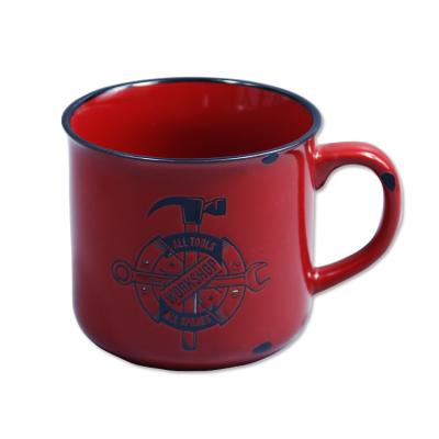 China Luxury KNT Factory Price Bulk Elegant Color Custom Printed Stoneware Fine Porcelain Enamel Coffee Mugs for sale