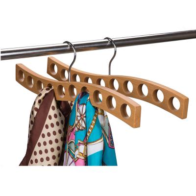 China DISPLAY 10 Holes Natural Premium Wooden Scarf Hanger For Ties for sale