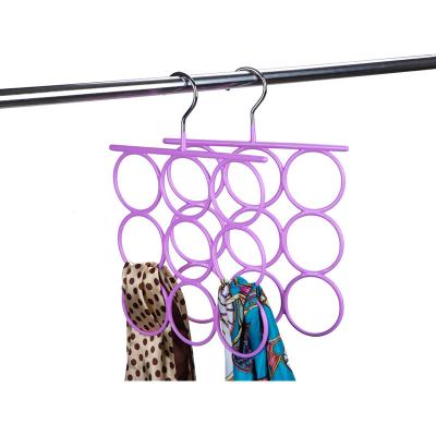 China Eco-friendly Material 9 Holes Pink PVC Coated Scarf Towel Hanger Organizer for sale