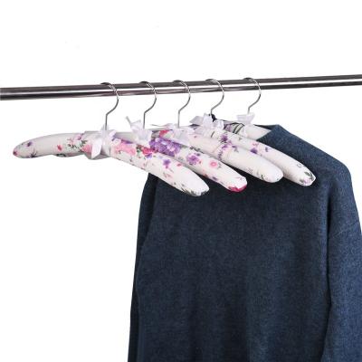 China Traditional elegant soft white floral satin padded hanger clothes hotel clothing hangers for sale