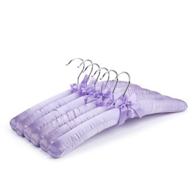 China Classic Style Basic Factory Woman Sweater Satin Padded Hangers With Chrome Hook for sale