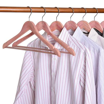 China Plant Friendly Natural Aromatic Red Cedar Clothes Wooden Hanger for Cabinet Space Saving for sale