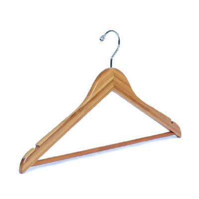 China SHOW Eco Friendly Amber Color Bamboo Clothing Hanger Metal Hook for sale