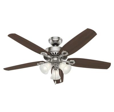 China With Light Brushed Classic 52 Inch Nickel Finish Builder Plus Indoor Ceiling Fan With LED Lights And Pull Chain Control for sale