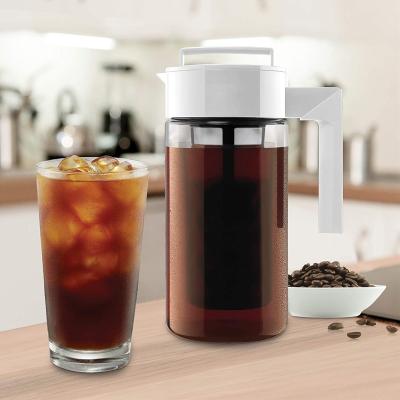 China Sustainable Portable Handle 1L Tritan Plastic Iced Cold Brew Coffee Maker Bottle For Home Outdoor Camping Bottle for sale