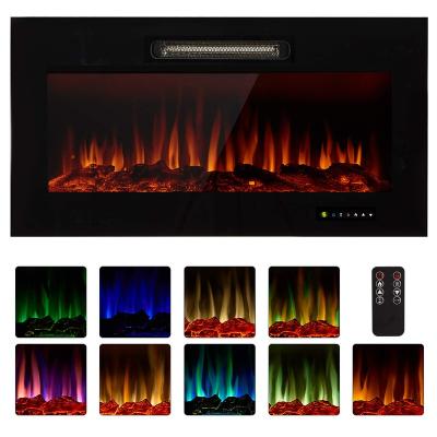 China Hotel Customized Design Recessed Wall Mounted 3D Flame Electric Fireplace Heater With Remote Control for sale