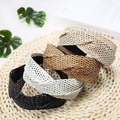 China Fashion Vintage Hair Accessories Non-slip Handmade Braid Hairband Hairband Wide Circle Wide Circle for sale