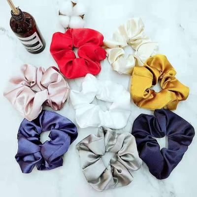 China Fashion Hair Accessories Wholesale Satin Solid Color Scrunchies Elastic Hair Bands Hair Ties Satin Silk Scrunchies for sale