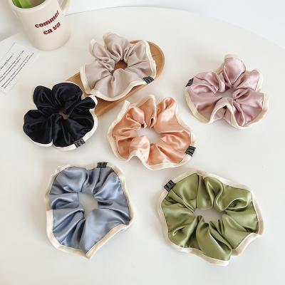 China Fashion Hair Accessories Wholesale Satin Solid Color Scrunchies Elastic Hair Bands Hair Ties Satin Silk Scrunchies for sale