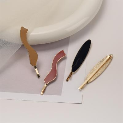 China Decoration Yiwu Alloy Drop Oil Minimalist Hairpin Customize Barrettes Hair Accessories Clips For Women for sale