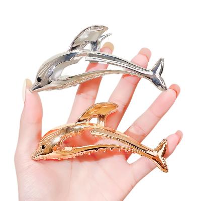 China Wholesale Summer Hair Claw Ladies Cute Hair Accessories Shape Dolphin Shape Metal Women Hair Claw Clip for sale