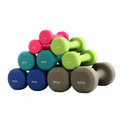 China Hot Sale Rubber Covered Dumbbell Color Weight Sets Lifting Rubber Dumbbell For Fitness for sale