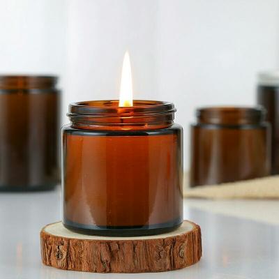 China Tableware Factory Produced Various Specifications Wholesale Amber Glass Candle Jar for sale