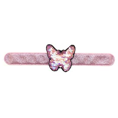 China Glow in the dark professional made 2021 fashion butterfly slap bracelet children cute style pink color bracelet for sale