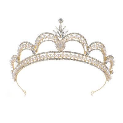 China Marry the & High Quality Baroque Party Crystal And Pearls Crowns And Tiaras Wedding Bridal Hair Accessories for sale