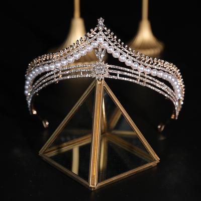 China Marry the & High Quality Baroque Party Crystal And Pearls Crowns And Tiaras Wedding Bridal Hair Accessories for sale