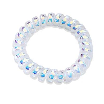 China Metallic Shiny Top Selling Rainbow TPU Spring Stretch Hair Tie From Factory Direct Hair Metallic Tie Coil for sale