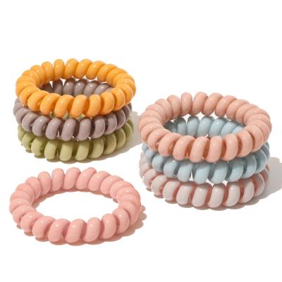 China Factory Direct Wholesale Lightweight Stretchy Coil Solid Candy Colors Inspirational Stretchy TPU Coil Hair Ties Coil Bracelet Keychain for sale