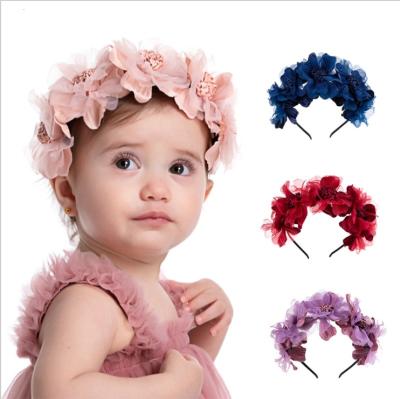 China Creative Pearl Children's Flower Belt Fashion Headband Amazon Cloth Headband Can Be Matched With Clothes Fashionable Children's Baby's Headband for sale