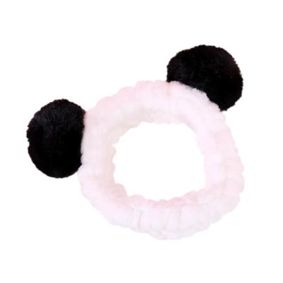 China Cute skin care wide headband lady cartoon candy color flannel headband hair bands overflow headband hair band spa panda headband for sale