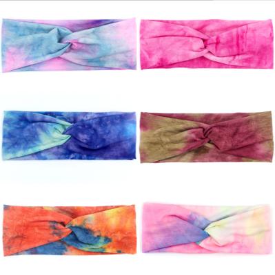 China 10+ Dye Knotting Sports Hair Band Scarf Fashion Knotted Yoga Headband Sweat-absorbent Ladies Cross Headband for sale