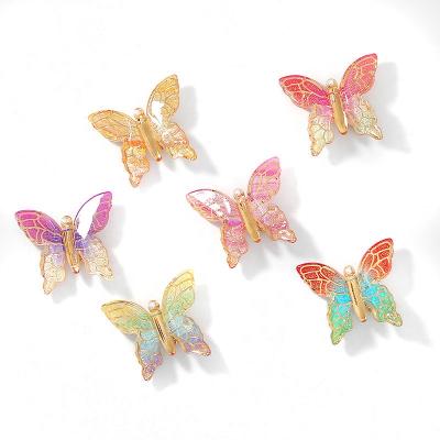 China New Arrival Designer High Quality Resin Rhinestone Hair Clips Butterfly Hair Clips Beads Hair Clips for sale