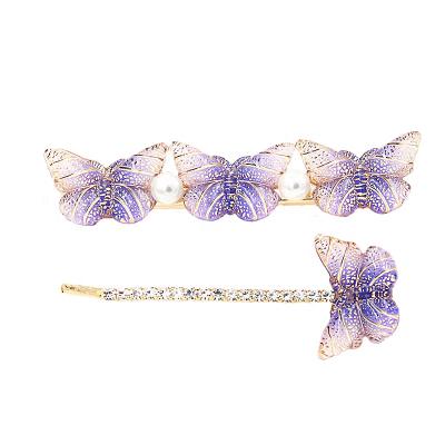 China Butterfly Factory Direct Hot Selling Resin Butterfly Hair Clips Insti Set Rhinestone Hair Clips Bead Hair Clips for sale