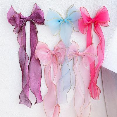 China Fashion Ribbon Lace Princess Hair Clip Baby Girl Bow Headband Children Hair Pin Accessories for sale