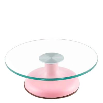 China Durable Anti-Slip Cake Turntable Tempered Glass Twist Turntable Cake For Turning Flower Table Baking Tools for sale