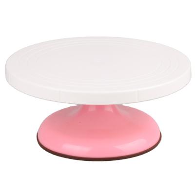 China Sustainable Plastic Cake Turntable Turntable Cake Decorating Turntable With Non Slip Rubber Bottom Baking Tools Harden Turntable Stand for sale