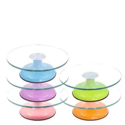 China Rotating/Rotating Workable Tempered Glass Cake Turntable Ideal for decorating cake, cupcakes, displaying buns for sale