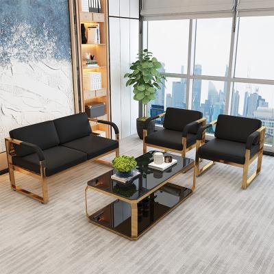 China Minimalist Stainless Steel Frame Sofa Modern Simple Office Business Reception Leisure Office Sofa for sale